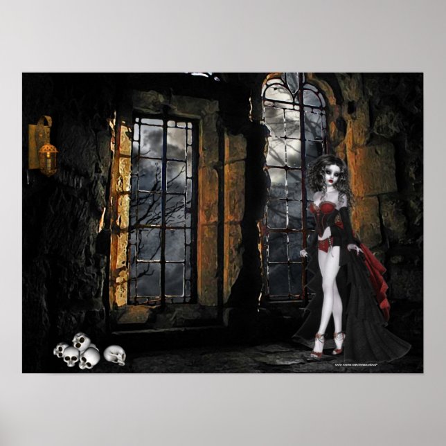 Vampire debout dans la fenêtre Poster léger Imprim (Devant)