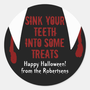 Vampire Fangs Halloween Boo'd Treat Étiquette