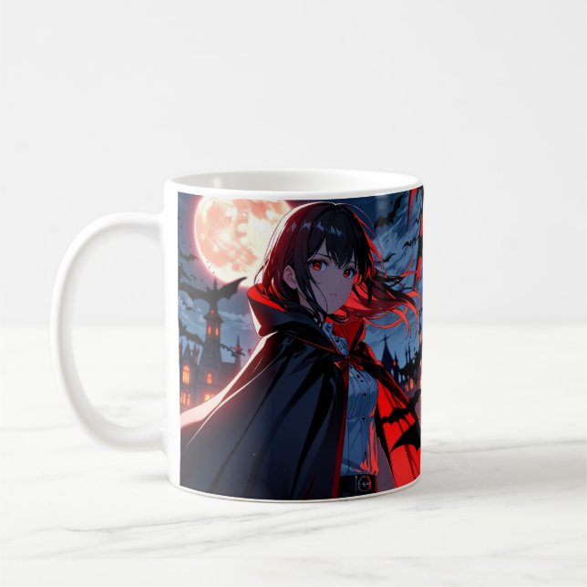 Vampire Girl Mug - Anime Halloween Coffee Mug (Gauche)