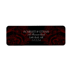 Vampire gothique rouge et noir Étiquette du coeur 