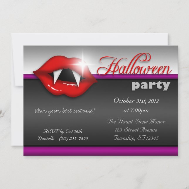 Vampire Lèvres Halloween Invitations (Devant)