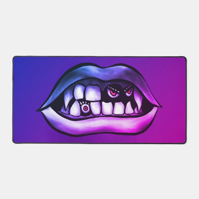 Vampire Lips Horror Art - Macabre Whimsigoth Fangs (Recto)