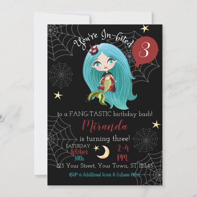 Vampire Mermaid Halloween Invitation d'anniversair (Devant)