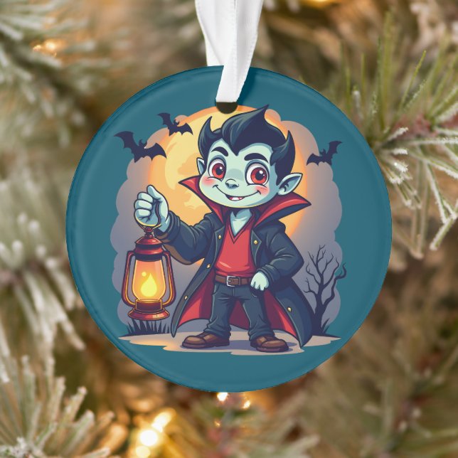 Vampire Mignon avec Lanterne Kawaii Halloween (Arbre)