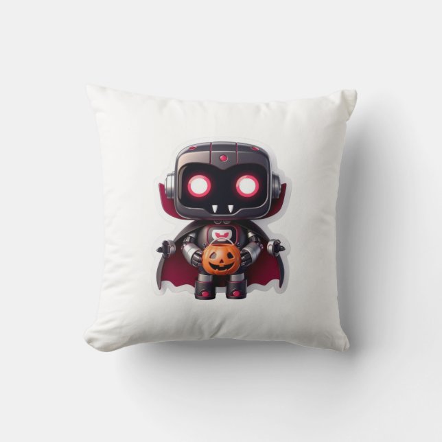 Vampire Robot Halloween Coussin mignonne Techy Spo (Recto)