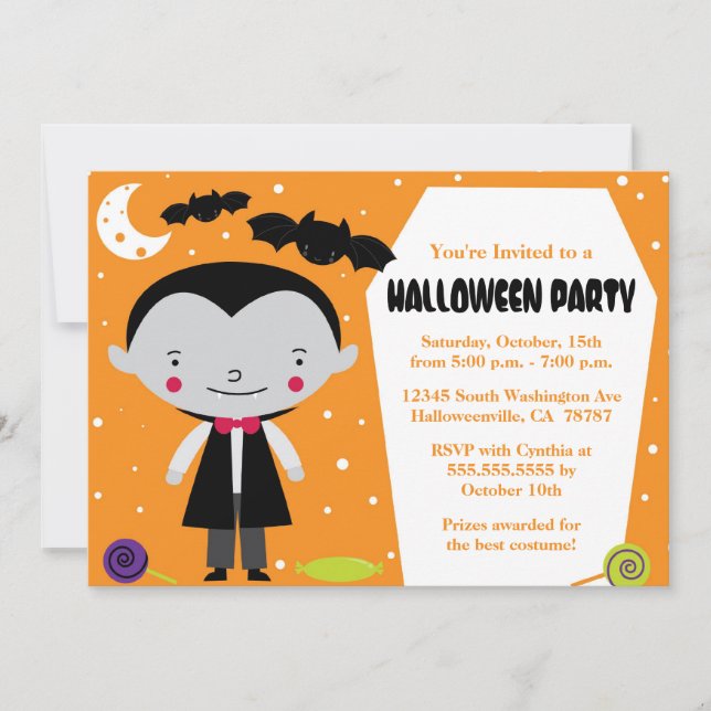 Vampire tombstone Halloween Costume Invitation (Devant)