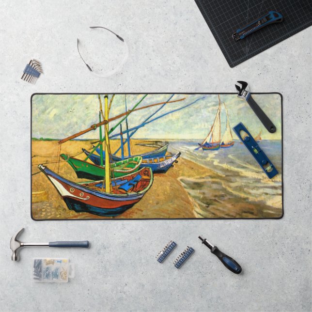 Van Gogh Bateaux de pêche sur la plage à Saintes-M (Poste de travail)