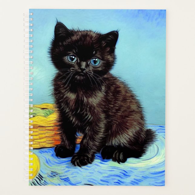 Van Gogh Black Kitten avec fils (Devant)