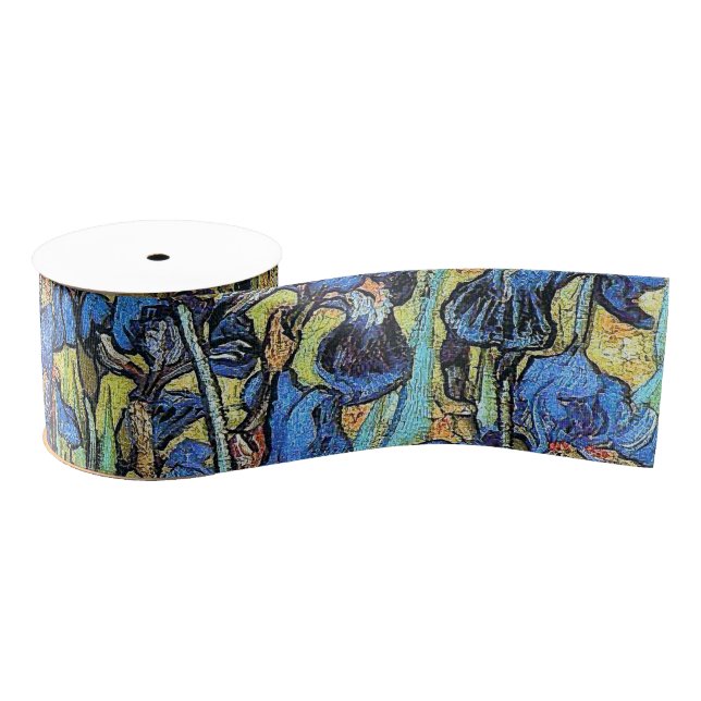 Van Gogh irise le ruban floral de gros-grain de (Bobine)