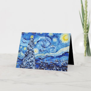 Van Gogh - La nuit étoilée - Carte de Noël blanche