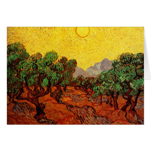 Van Gogh Oliviers avec ciel jaune et soleil (Devant horizontal)