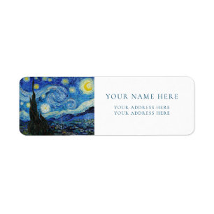 VAN GOGH "STARRY NIGHT" ÉTIQUETTE D'ADRESSE DE RET