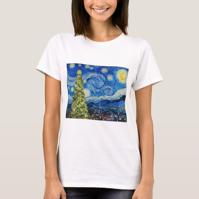 Van Gogh Starry Nuit - T-shirt sapin de Noël (Devant)