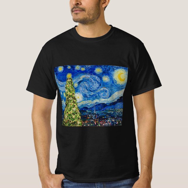 Van Gogh Starry Nuit - T-shirt sapin de Noël (Devant)