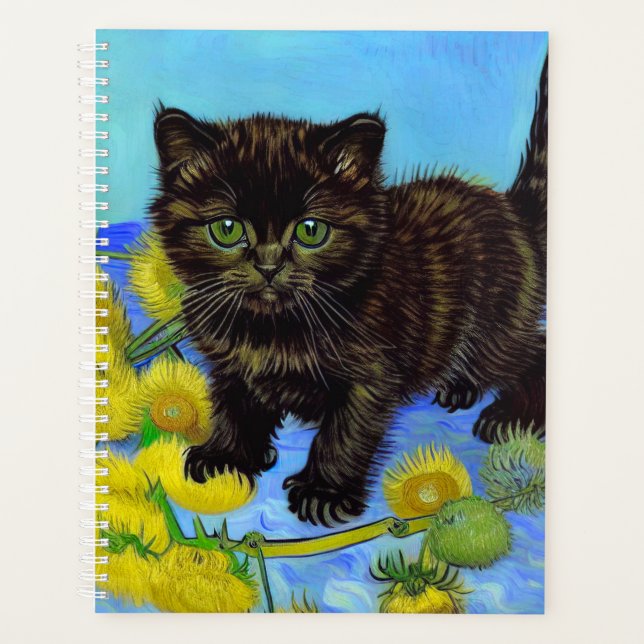 Van Gogh Style Chat avec tournesol (Devant)