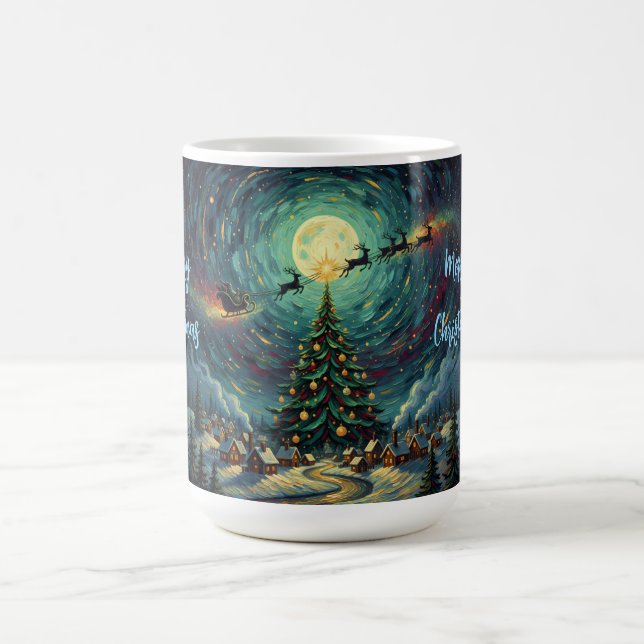 Van Gogh Style Christmas Coffee Mug Santa Sleigh (Centre)