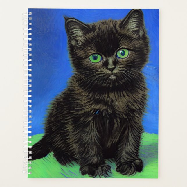 Van Gogh Style Kitten noir (Devant)