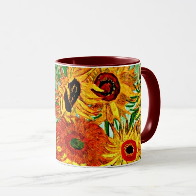 Van Gogh - Tournesols 12 Mug à café à deux tons (Devant droit)