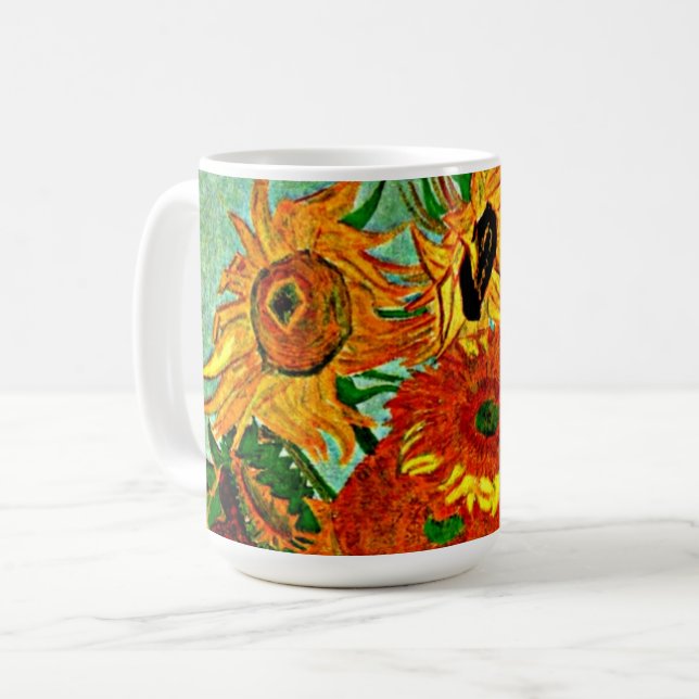 Van Gogh - Tournesols 12 Mug à café à deux tons (Devant gauche)