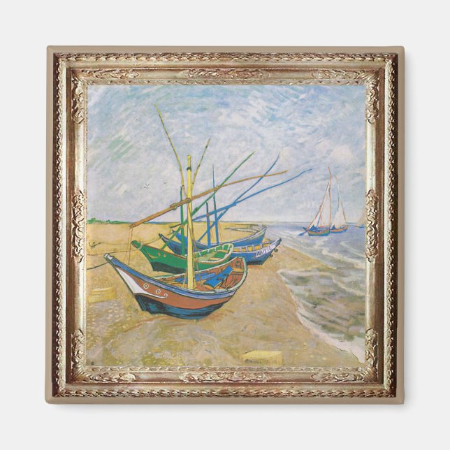 Van Gough Bateaux de pêche chef-d'oeuvre Magnet (Devant)