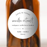 Vanille maison Extrait Mariage Faveur Étiquette<br><div class="desc">L'amour est doux. Un modèle étiquette mignon et moderne pour votre mariage d'extrait de vanille fait maison que vous pouvez personnaliser avec vos ingrédients,  vos noms,  et une date.</div>