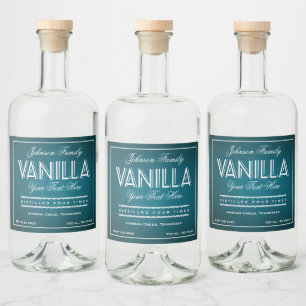 Vanille Turquoise et Étiquette bouteille blanc