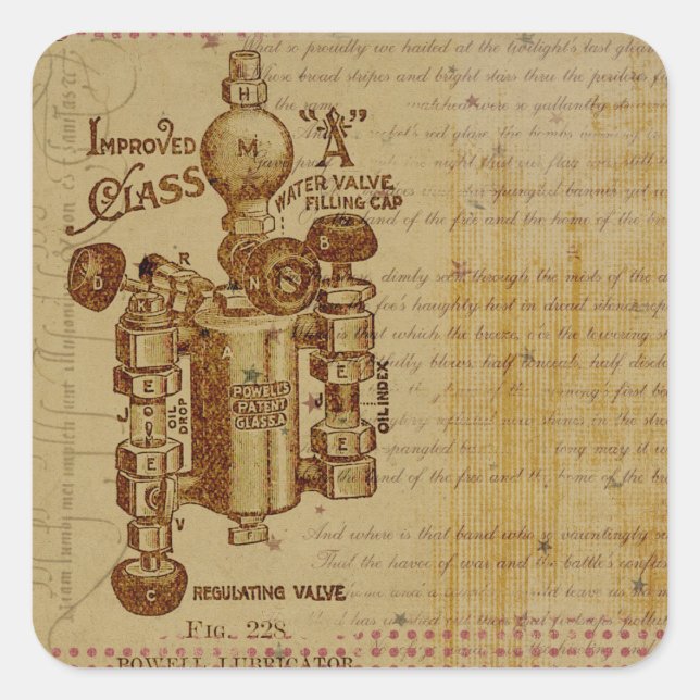 Vanne d'eau Steampunk Plan Stickers Sepia (Devant)