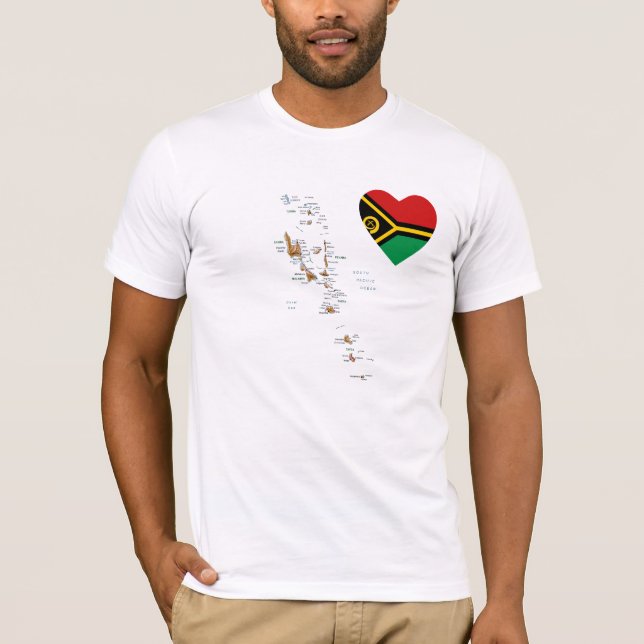 Vanuatu Drapeau Coeur et carte T-shirt (Devant)