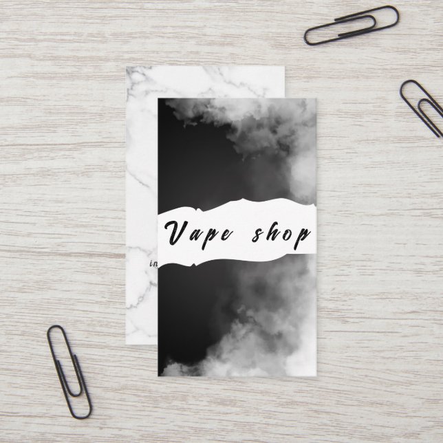 Vape Shop Fumer Carte de visite de cigarettes (Devant/Arrière en situation)