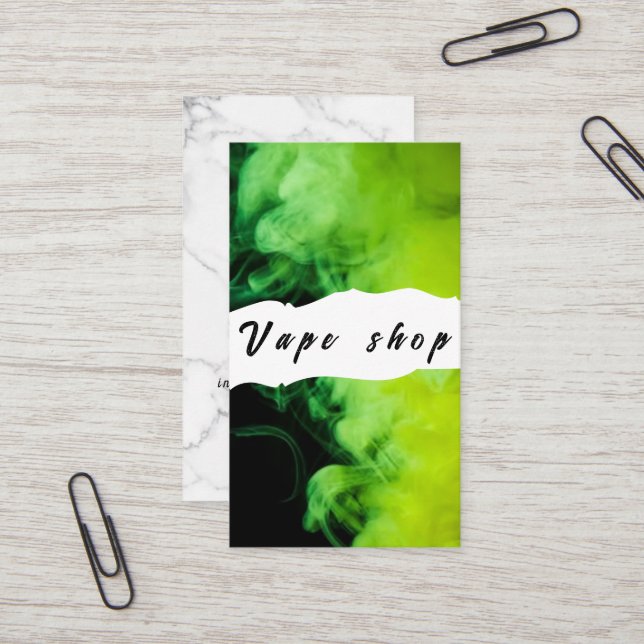 Vape Shop Fumer Carte de visite de cigarettes (Devant/Arrière en situation)