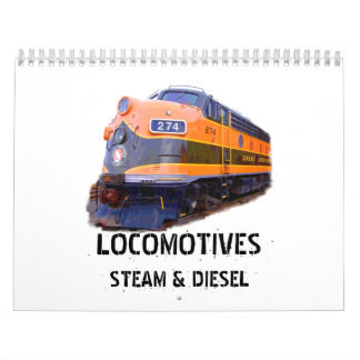 Vapeur de locomotives et calendrier mural diesel