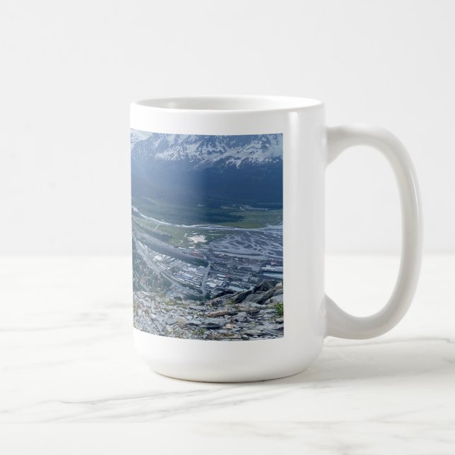 Vapeur ville et vue montagne Mug (Droite)