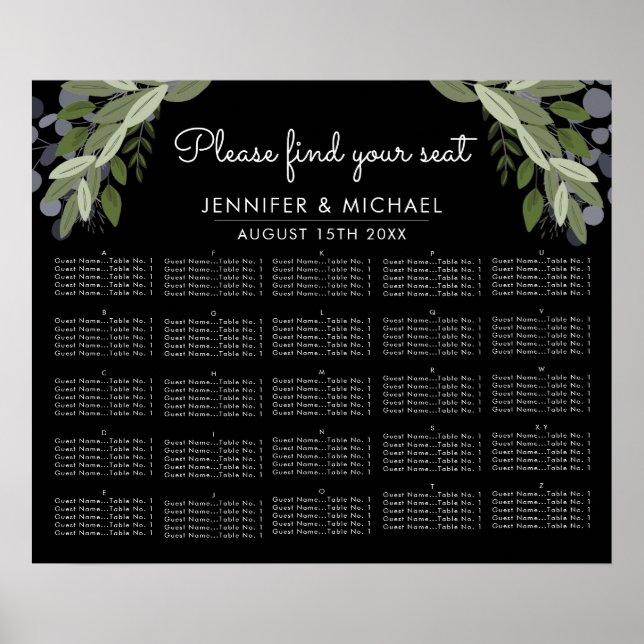 Vaporisateurs de minuit - Tableau de sièges alphab (Devant)