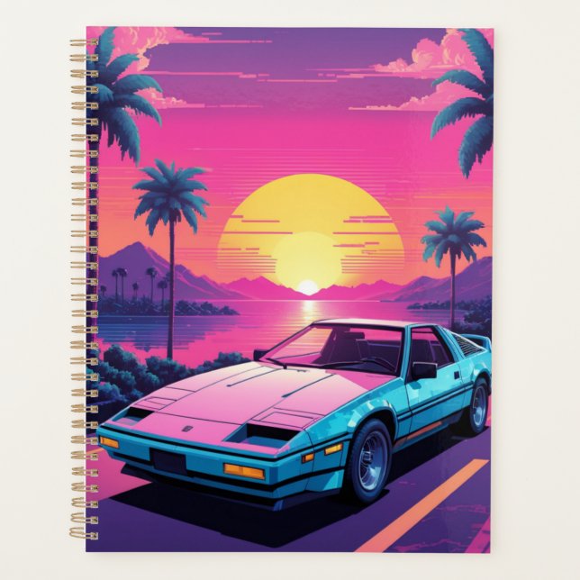 Vaporwave Futuriste Retro Sports Planneur de voitu (Devant)