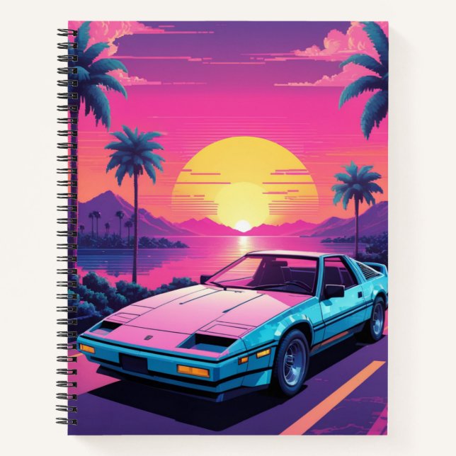 Vaporwave Futuristic Retro Sports Carnet automobil (Devant)