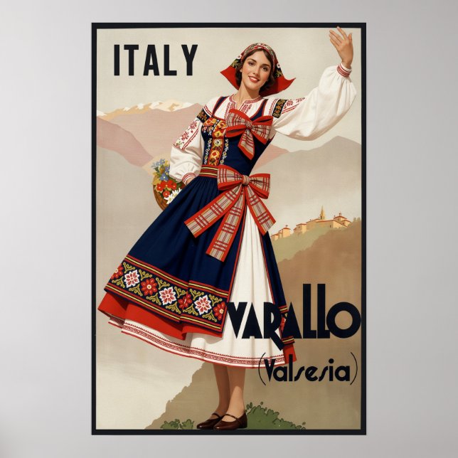 Varallo, affiche de voyage en Italie.   (Devant)
