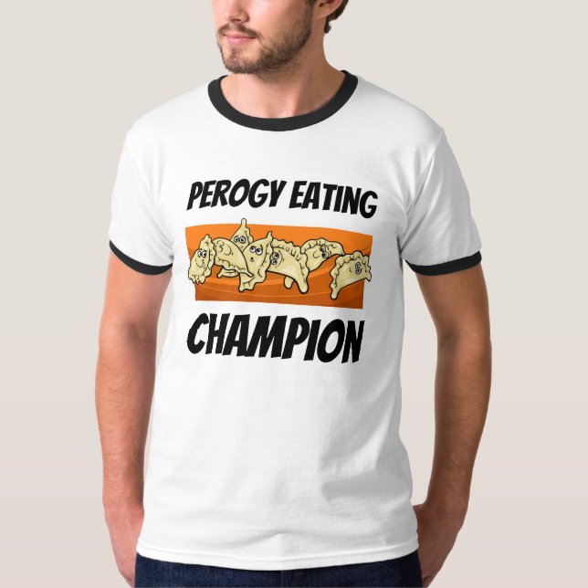 Varenyky Perogy mangeant le T-shirt de champion (Devant)