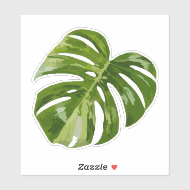 Variegated Monstera Sticker – Clear Cut Leaf (Feuille)