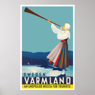 Varmland Suède vintage travel Poster