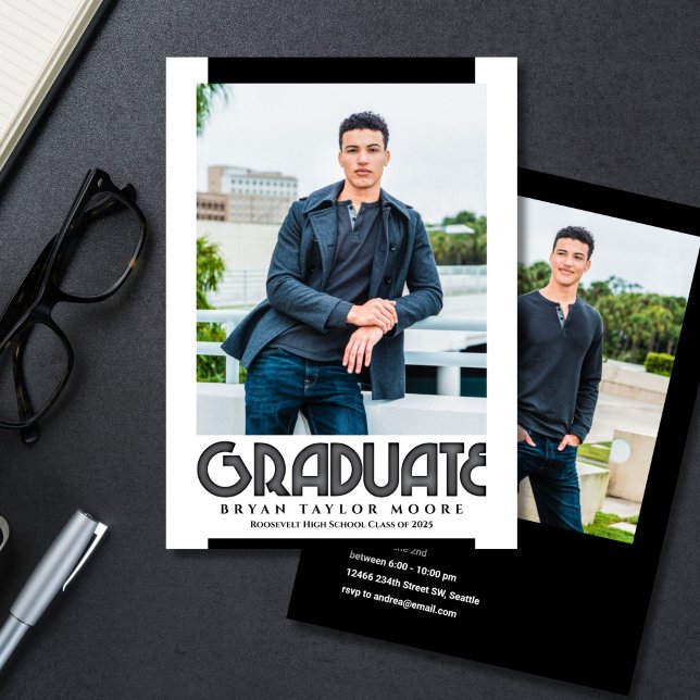 Varsity Blues Graduate Photo Faire-part (Créateur téléchargé)