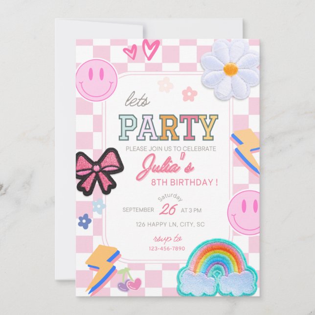Varsity Patch Lets Fête Anniversaire Invitation (Devant)