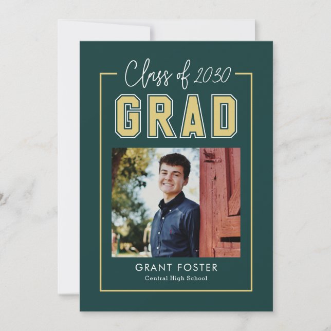 Varsity Pride Editable Color Graduation Invitation (Devant)