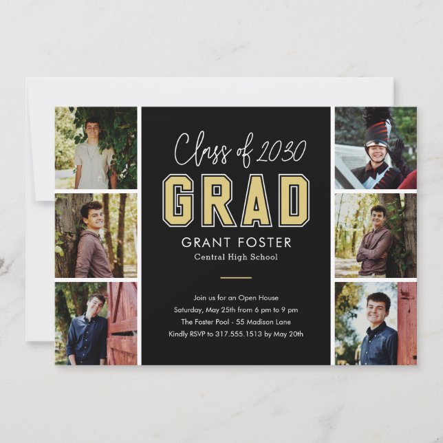 Varsity Pride Editable Color Graduation Invitation (Devant)