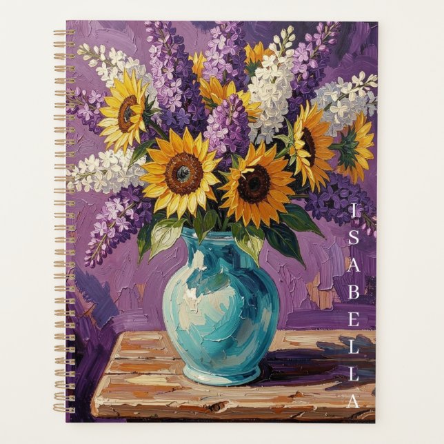 Vase avec fleurs de lys et d'iris personnalisé (Devant)