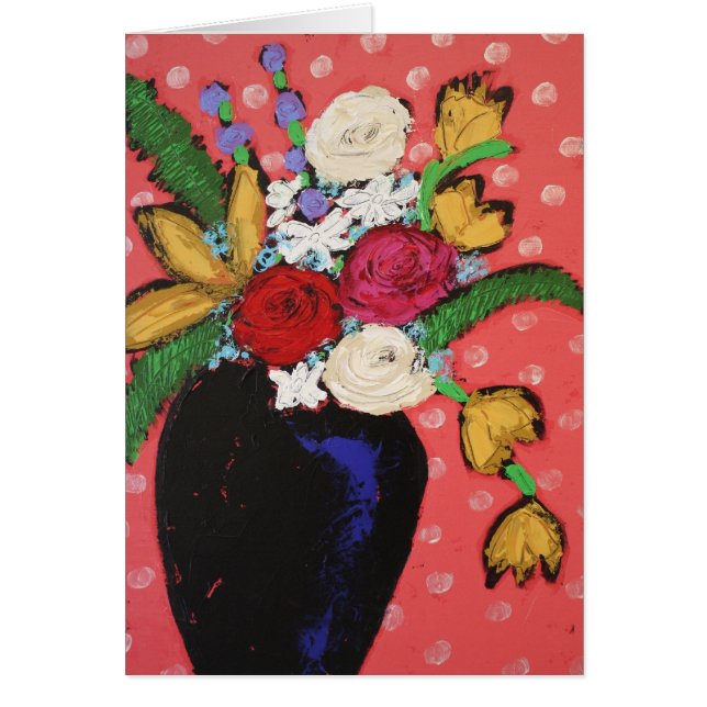 vase avec la carte colorée de fleurs (Devant)