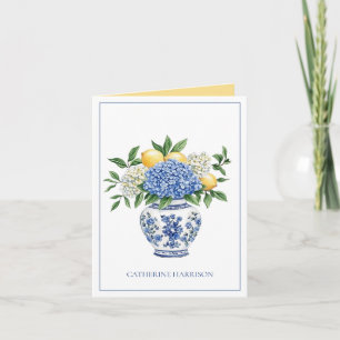 Vase Chinoiserie Bleu et Blanc avec hydrangées