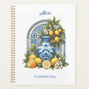 Vase citrons blanc et bleu Amalfi en céramique