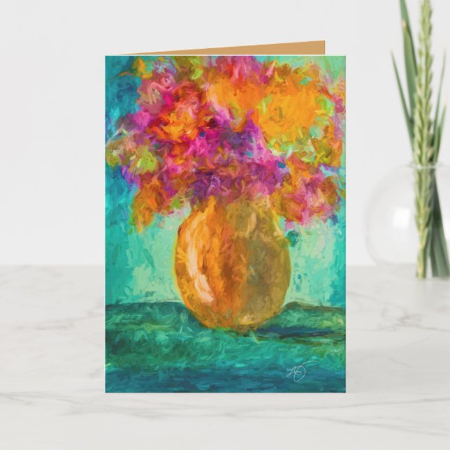 Vase de carte de voeux vierge de fleurs (Devant)