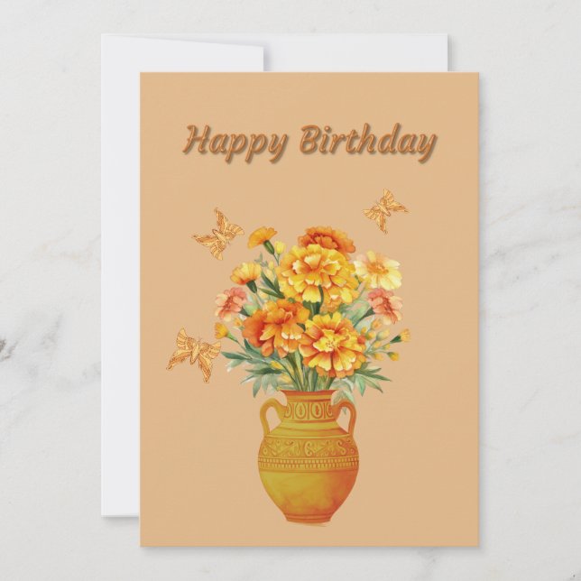 Vase de fleurs Carte de voeux d'anniversaire plat (Devant)