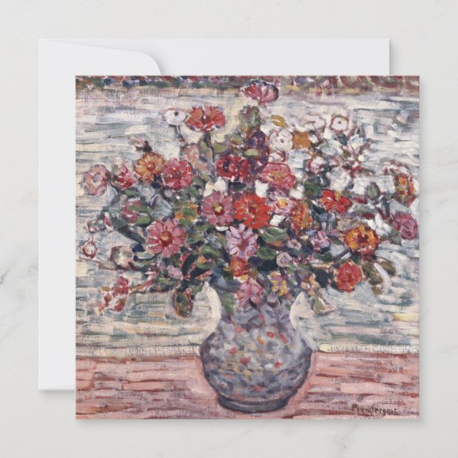 Vase de fleurs, Zinnias par Maurice Prendergast (Devant)